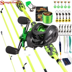Vara de pesca com carretilha Sougayilang 1.8M Linha Lure Kit 7.2 : 1 Relação Engrenagem Max Drag 15KG