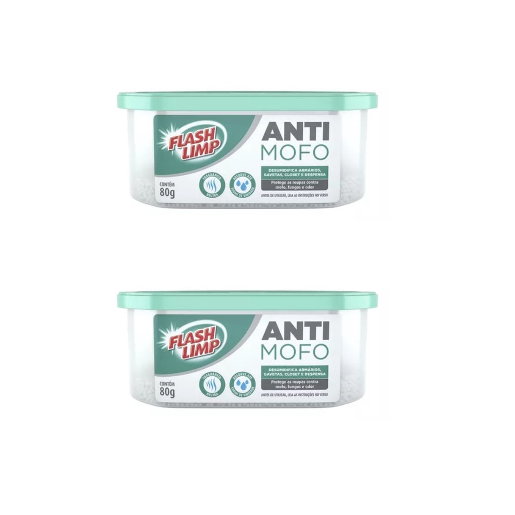 Kit 2 Anti Mofo Flash Limp P/ Guarda Roupa Gaveta Armario 80g