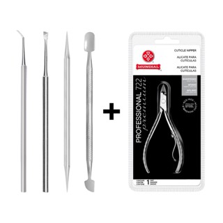 Kit Manicure 04 Instrumentos Aço Inox Profissionais + Alicate Mundial 722