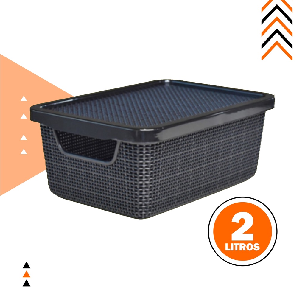 Kit 5/10 Caixa  Organizadora Jutta Preto 2 Litros Cesto  Organizador de Maquiagem Calcinhas Gavetas em Oferta na Shopee