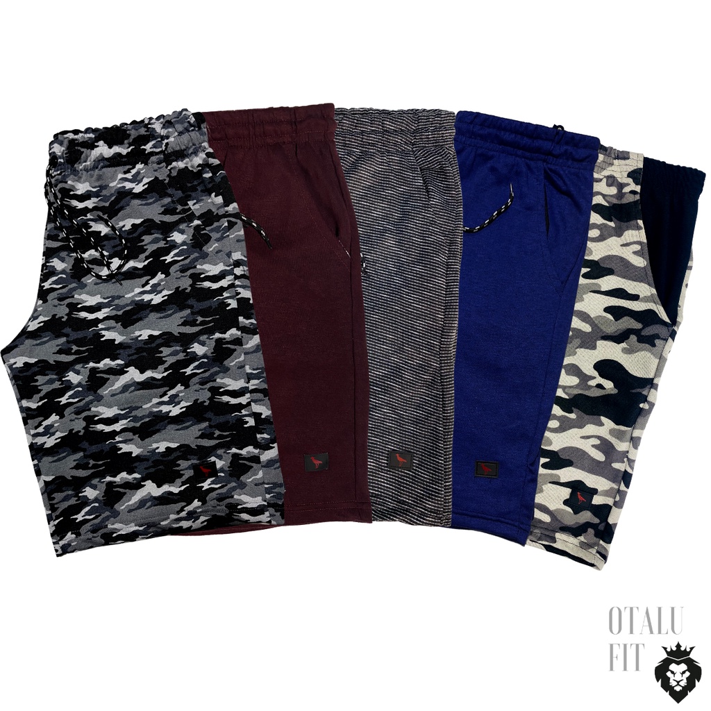 Kit 5 Bermudas de Moletom Camuflada Masculino Básica Academia Treino Sortidas