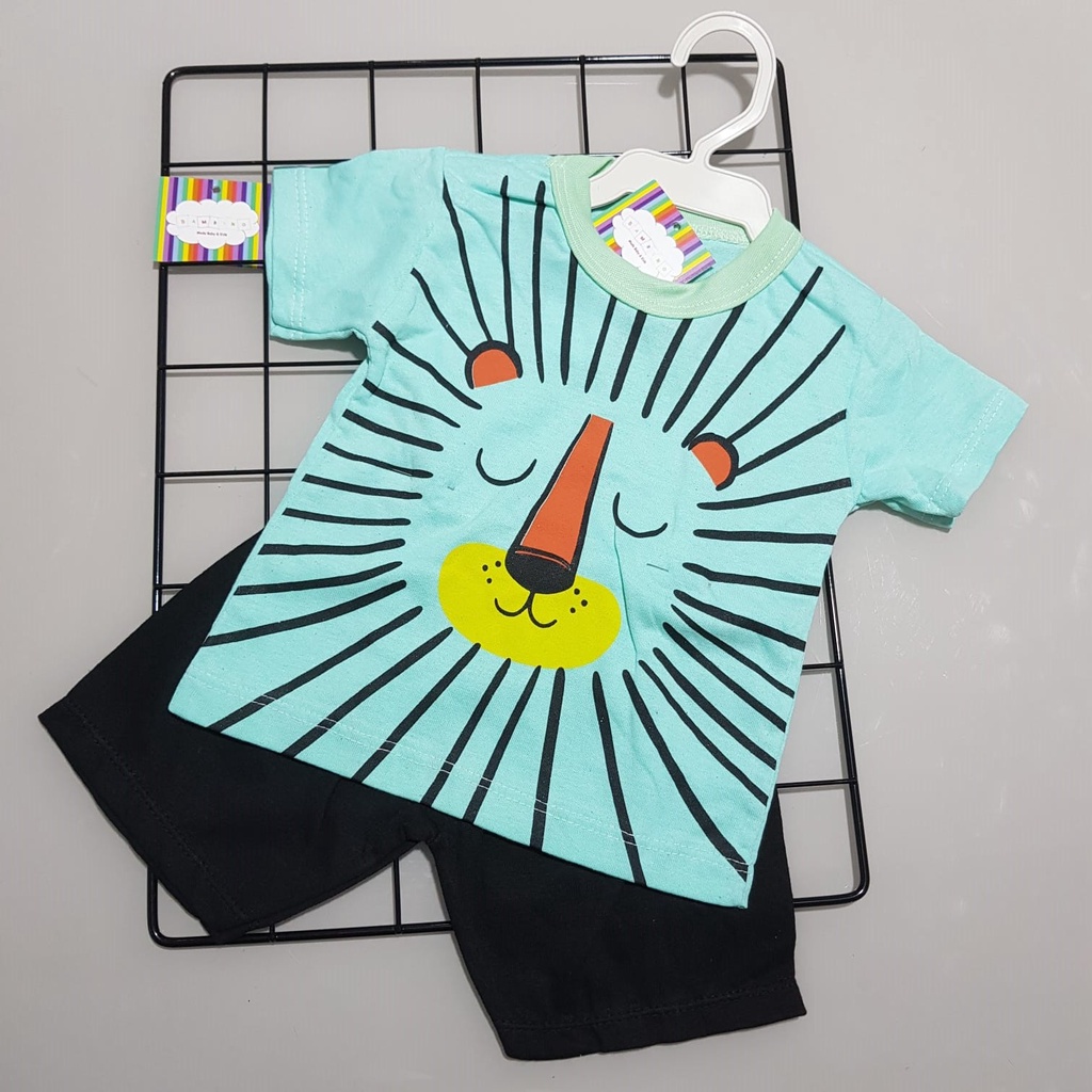 Conjunto Bebê Masculino Camisa Leãozinho e Bermuda Tactel Malha Algodão Conjunto Baby Menino