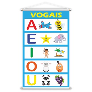 Banner Vogais Escolar Pedagógico Professor Sala de Aula Primário Ensino Fundamental em Oferta na Shopee
