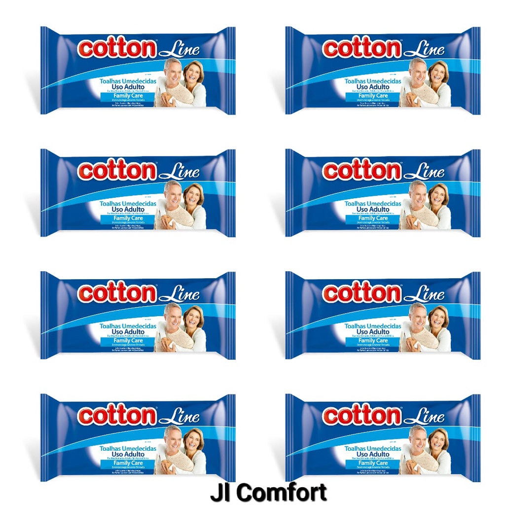 Toalhas Umedecidas Adulto Kit 8 Pacotes 40 Unid. Cada - Cotton Line