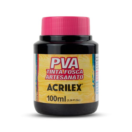 Tinta PVA Acrilex Preta 100ml - Tinta para Artesanato- Acrilex - Tinta para Madeira - Tinta para MDF - Tinta Para Artes