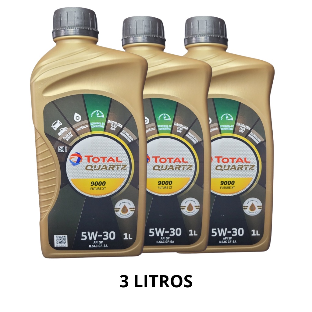 Kit 3LT Óleo de Carro 5W30 API SP Total Quartz Sintético Original