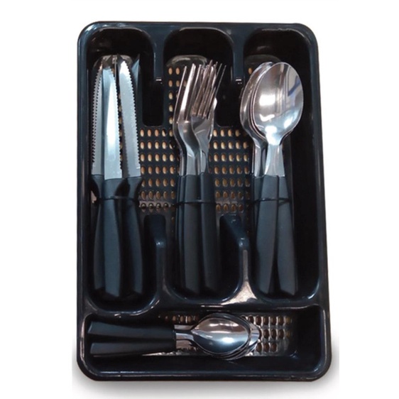 COLOR PRETO - FAQUEIRO 25 PCS  C/ PORTA TALHER