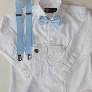 Conjunto batizado branco liso traje para festas e casamento