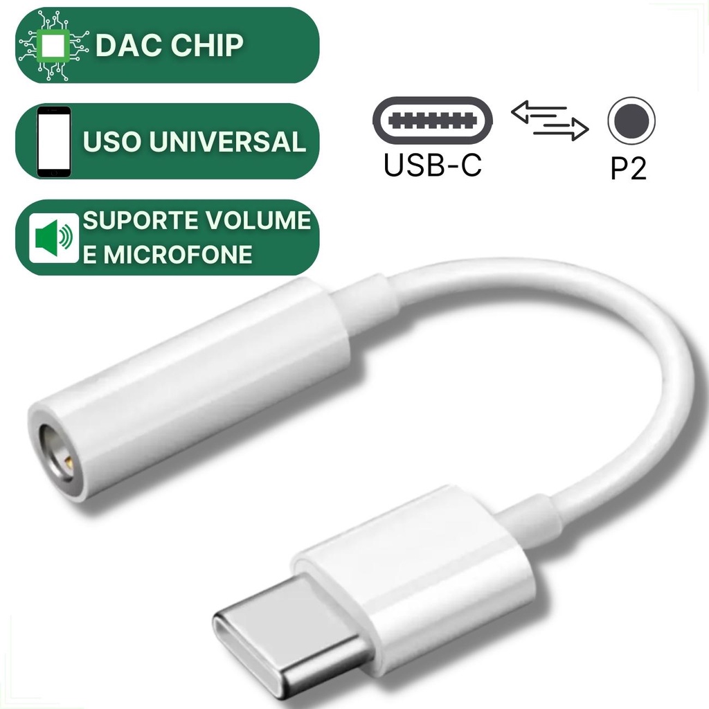 Adaptador Tipo C para Fone de Ouvido P2 Compatível Samsung Galaxy A53 A34 A54 M53 M54 S23 Ultra FE 5G