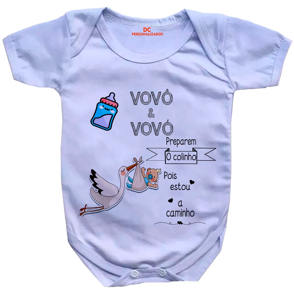 Roupa Body De Bebê Personalizado Revelar Gravidez Vovô e Vovó #625