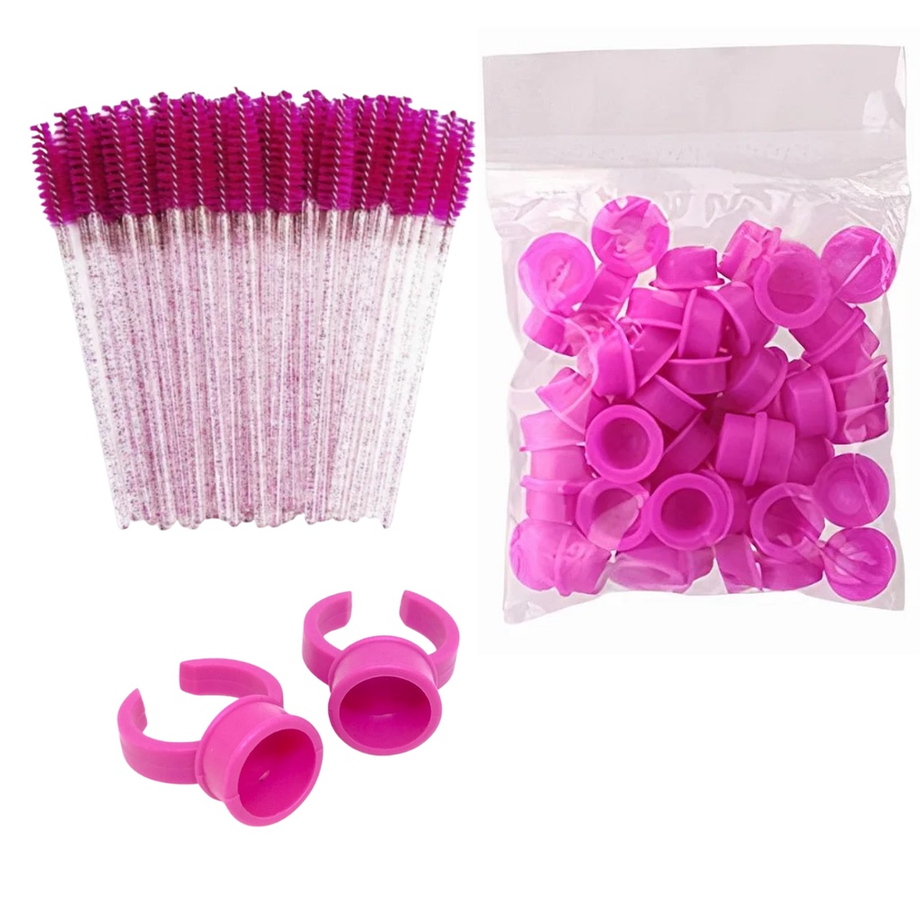 Kit 100 Anel Batoque + 100 Escovinhas Micropigmentação Henna Cílios em Oferta na Shopee