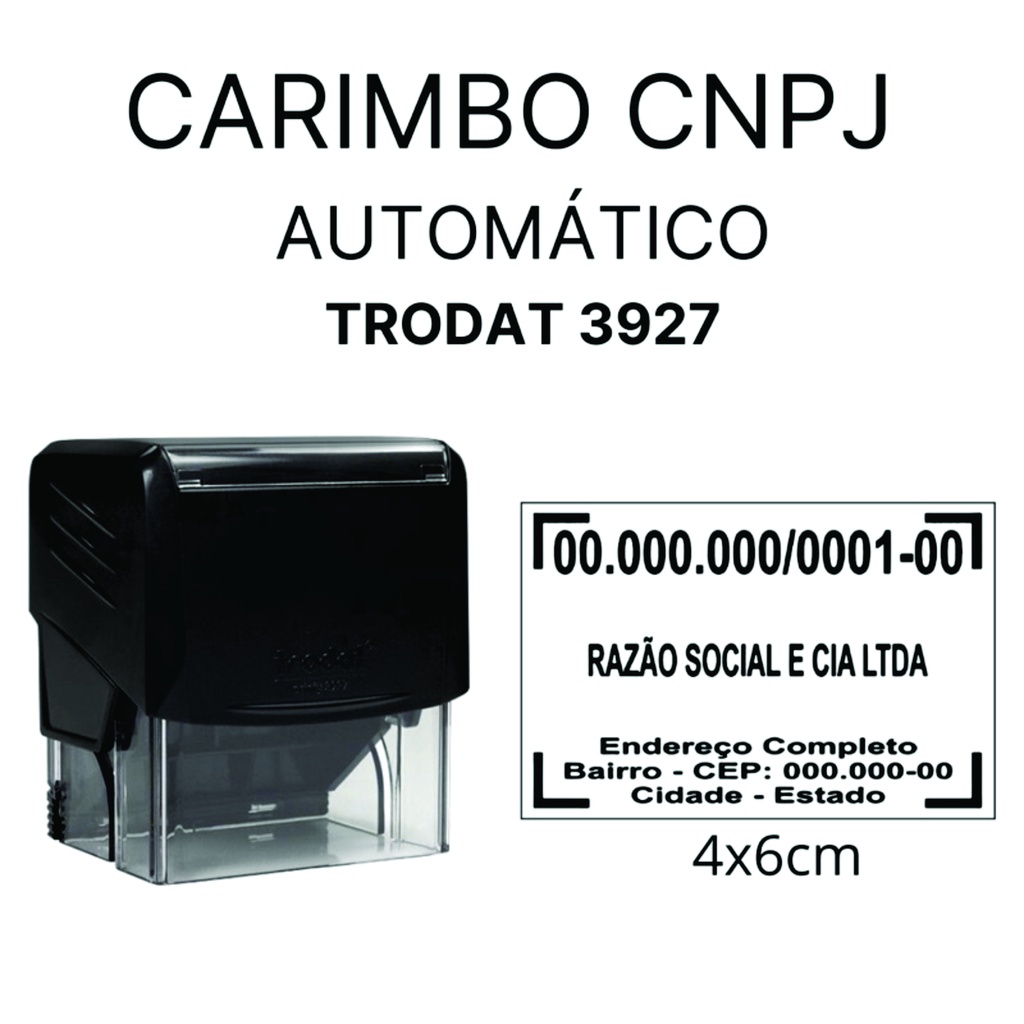 Carimbo automático Trodat 3927 padrão CNPJ - 4x6cm
