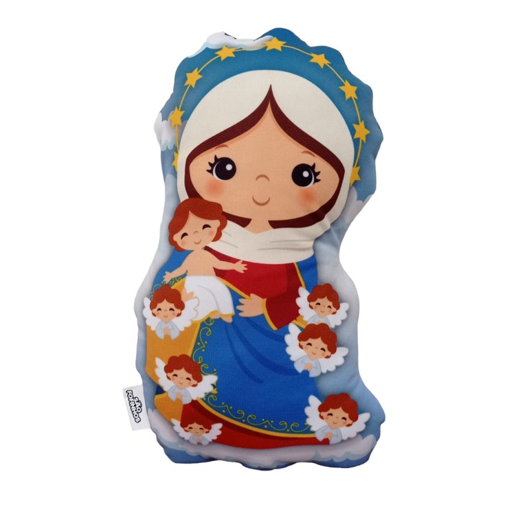 Almofada Boneco Naninha Nossa Senhora dos Anjos  – Presente Católico Infantil – Decoração Religiosa