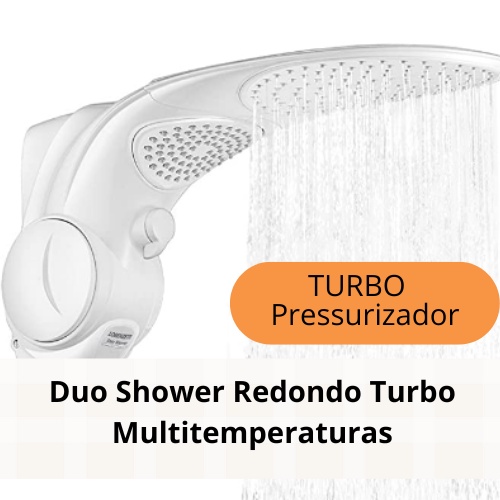 Ducha e Chuveiro Duo Shower Redonda Multitemperaturas Turbo Pressurizador Branco Lorenzetti Escolher Voltagem 127V ou 220V Ideal Para Residências Com Pouca Pressão de Água