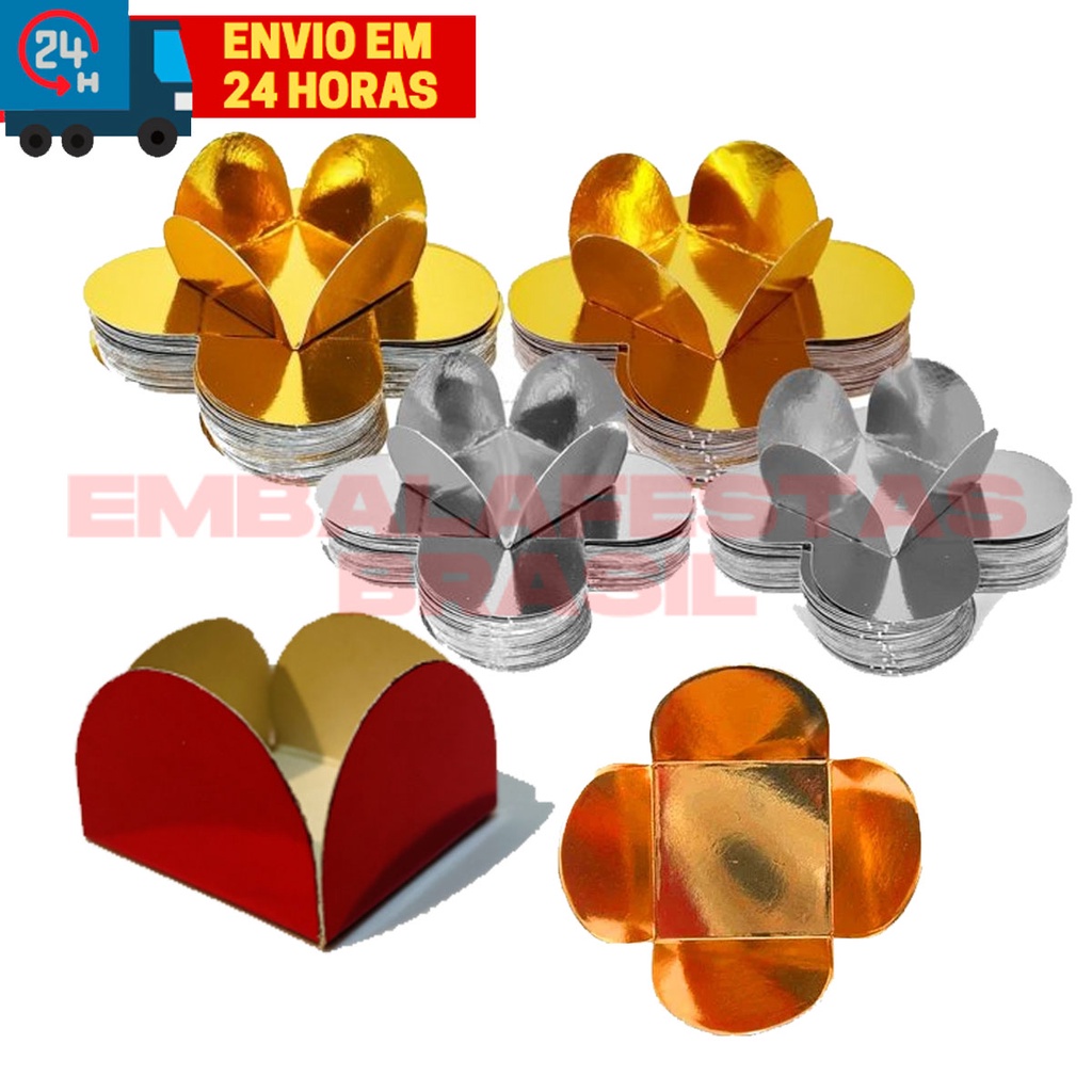 50 Forminhas 4 Pétalas Pequena Cores METALIZADAS Para Doces Festas Aniversários em Oferta na Shopee