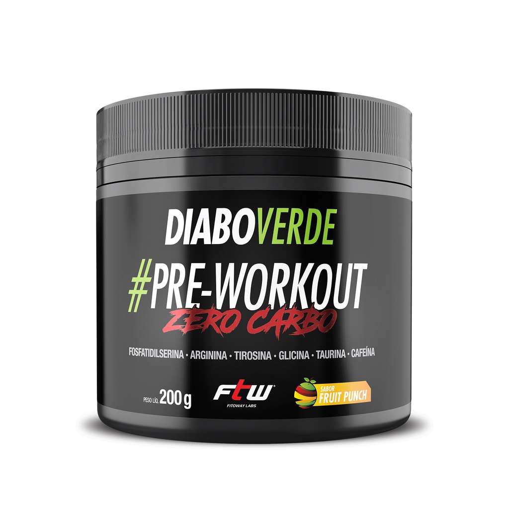 Diabo Verde Pre-Workout Zero Carbo 200g Ftw - Pré Treino Sem Carboidrato