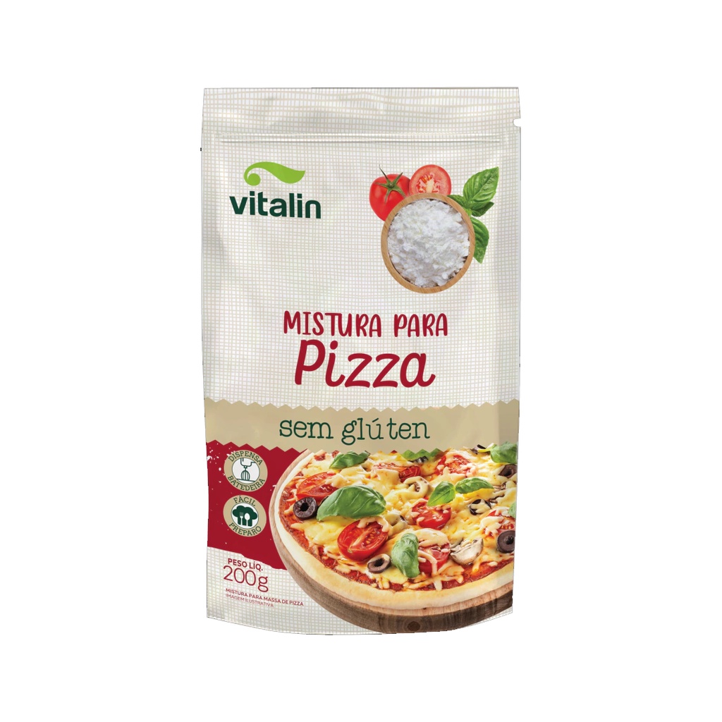 Mistura Integral para Pizza sem glúten 200g - Vitalin em Oferta na Shopee