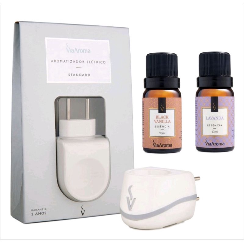 Kit Aromatizador Difusor Std com Essencia Branco Via Aroma com 2 Essencia Perfume de Ambiente