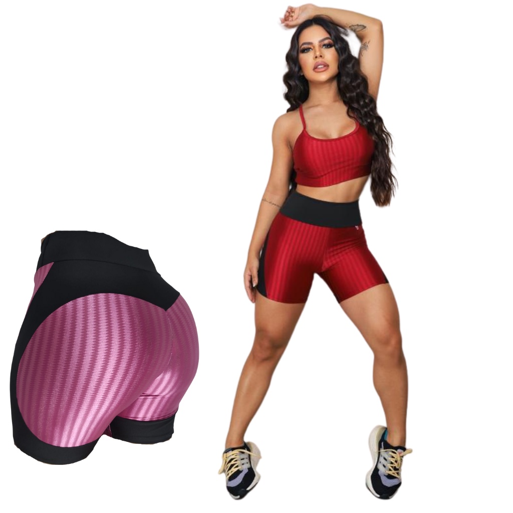 Short Empina Bumbum Academia Fitness Cirre New Zig 3D Alta Qualidade Proteção UV em Oferta na Shopee