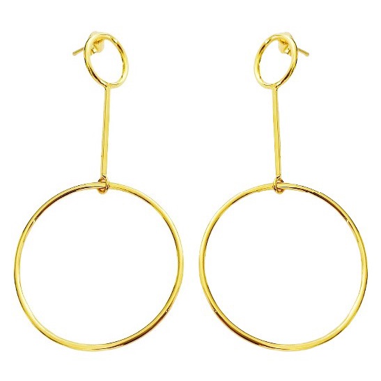 Brinco Feminino C/ 2 Aros Longo Banhado A Ouro 18k em Oferta na Shopee