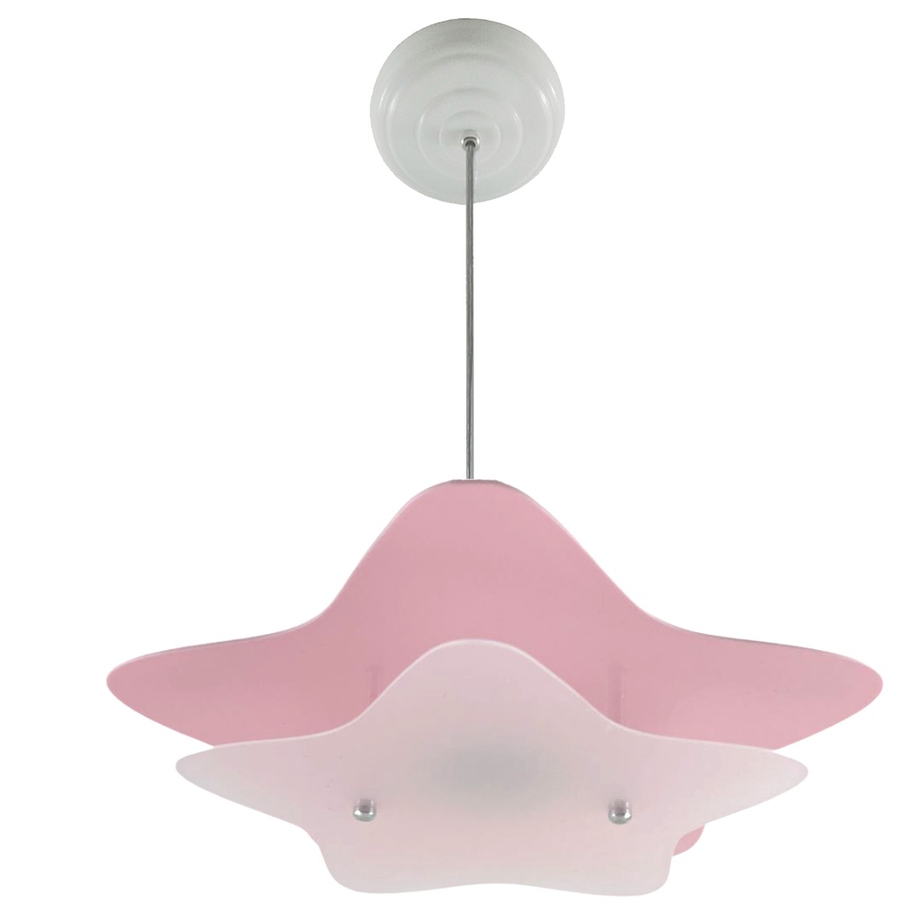 Lustre Pendente Estrela Rosa Quarto Bebê Menina Pink Criança Infantil Céu Nuvem Teto Lua Luminária