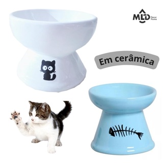 Kit 2 Comedouro Gatos Cerâmica Luxo Bebedouro Elevado Higiênico Ergonômico bebedor PET  anti formiga em Oferta na Shopee