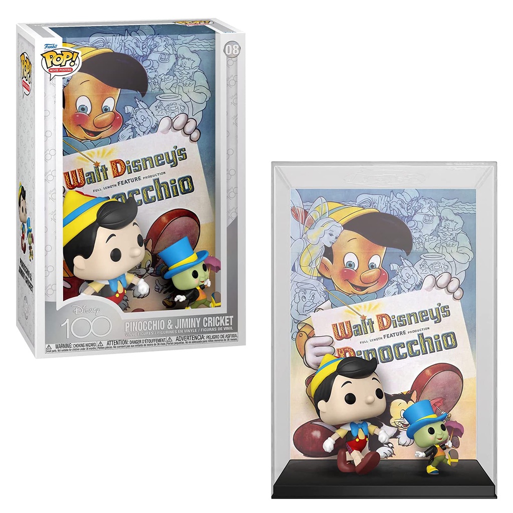 FUNKO POP POSTERS DISNEY 100TH - PINOCCHIO & JIMINY CRICKET 08 NOVO ORIGINAL