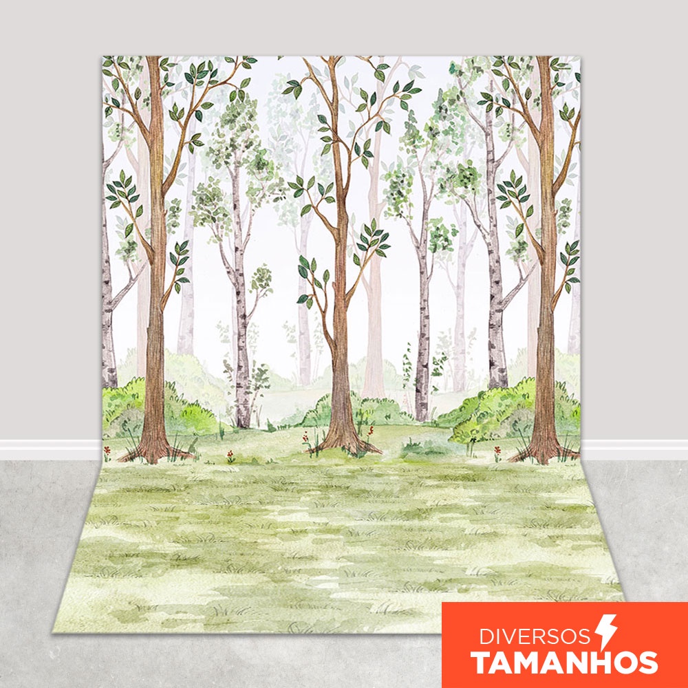 Fundo Fotográfico Bosque Aquarela Em Tecido FFA-502 em Oferta na Shopee