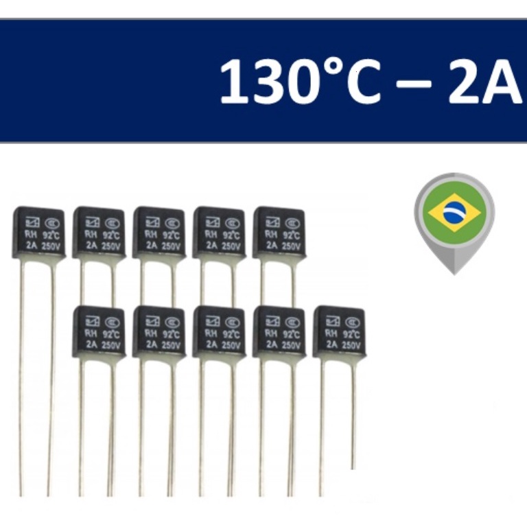 1 Fusível Térmico 2A 130 Graus 130C 130°C 250V Fusivel Termico Ventilador