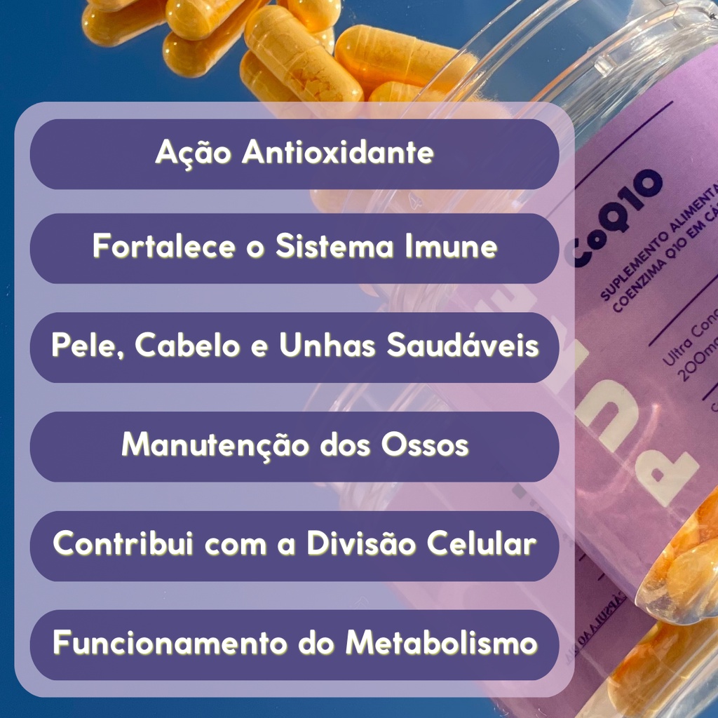 Pure Coenzima Q10 200mg - Energia Rejuvenescedora - CoQ10  200mg | Coezima Q10 200mg | Q10 200mg