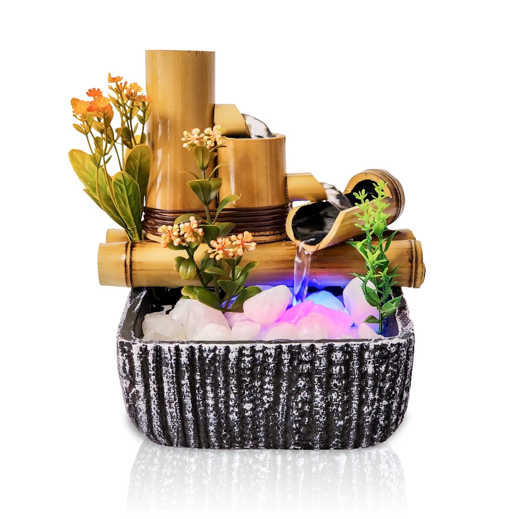 Imagem Fonte De Agua Decorativa Chafariz Cascata 3 Quedas Bambu Zen