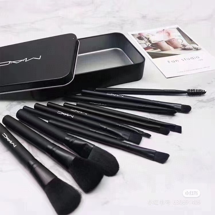 Escova de Maquiagem Ferramenta de Maquiagem Profissional Brush+Tin Box 12 Conjunto de Escovas de Maquiagem Novo Estilo Ferramenta de Beleza Loose Powder Eyeshadow Brush