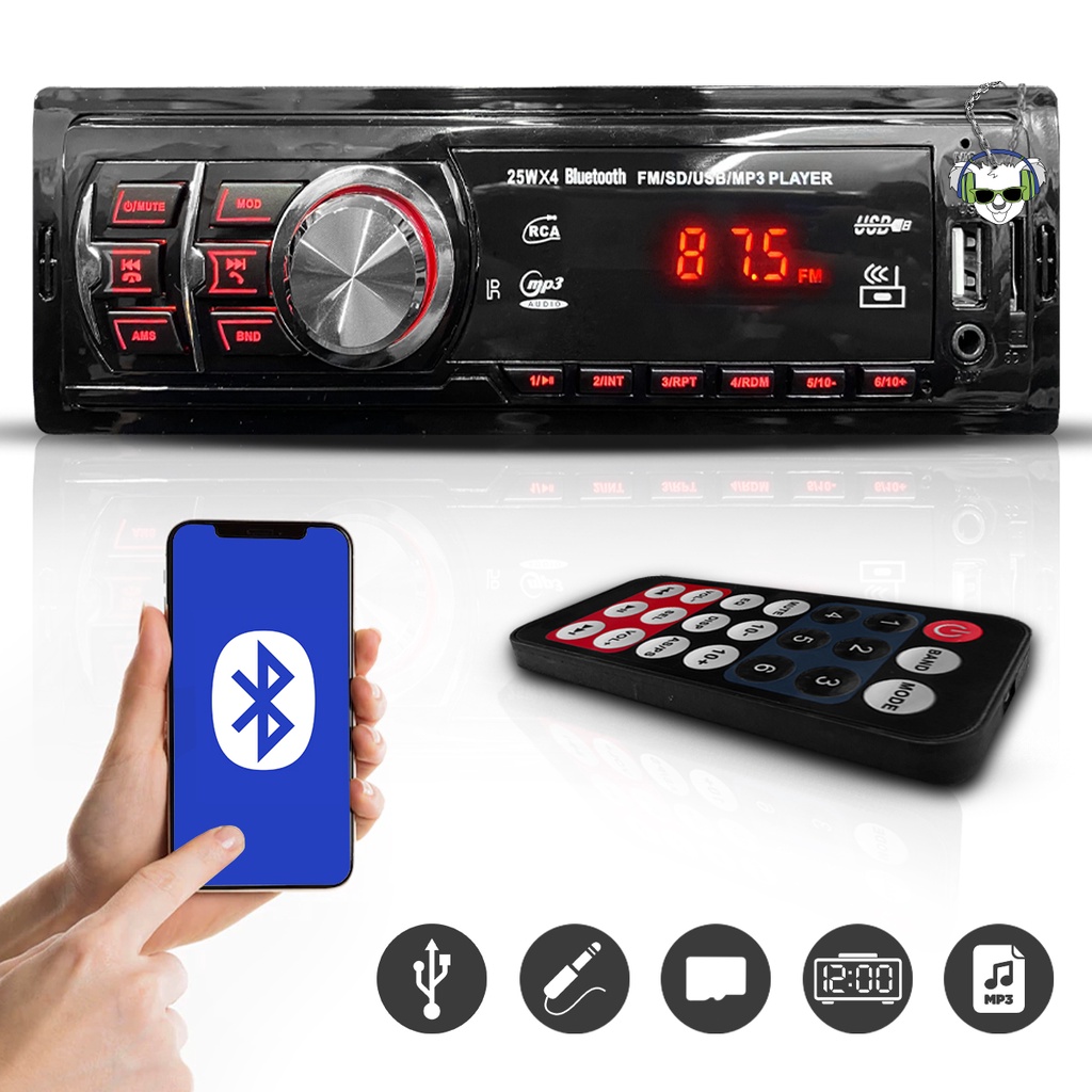 Kit 10 Rádios Mp3 Universal Player Usb Sd Bluetooth Pen Drive Som Automotivo