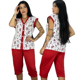 Pijama Feminino Pescador de Botão / Baby Doll Feminino Pescador de Botão