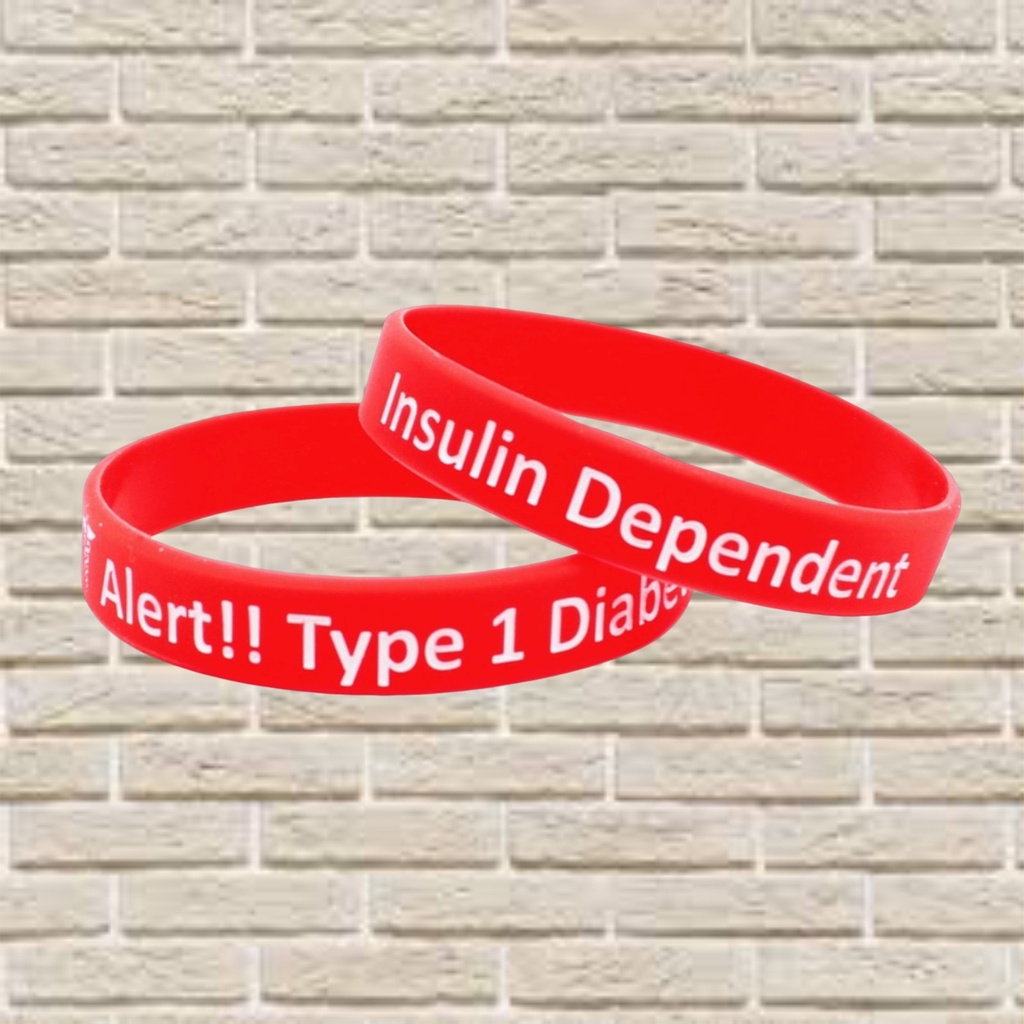 Pulseira de silicone "ALERT!! TYPE 1 DIABETES em Oferta na Shopee