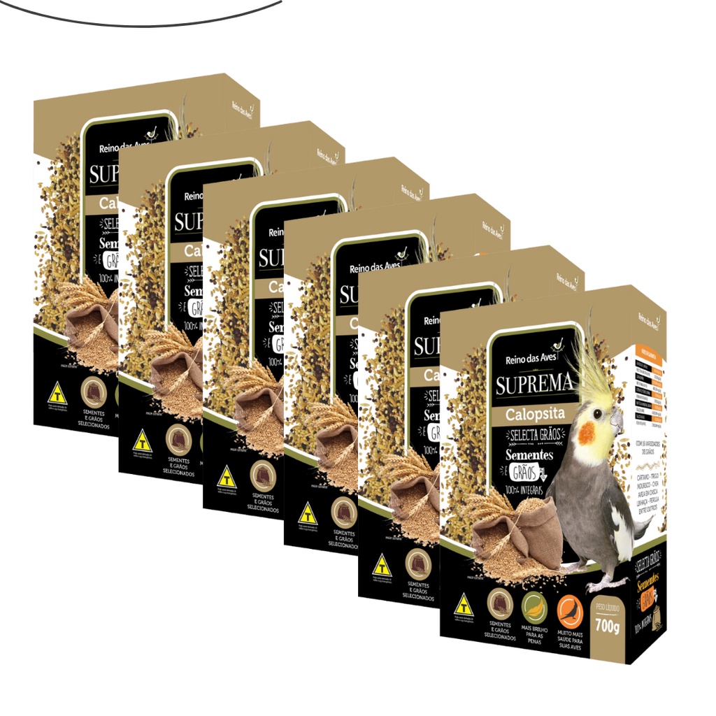 Ração Calopsita Mistura De Sementes Suprema 700g Kit 6un