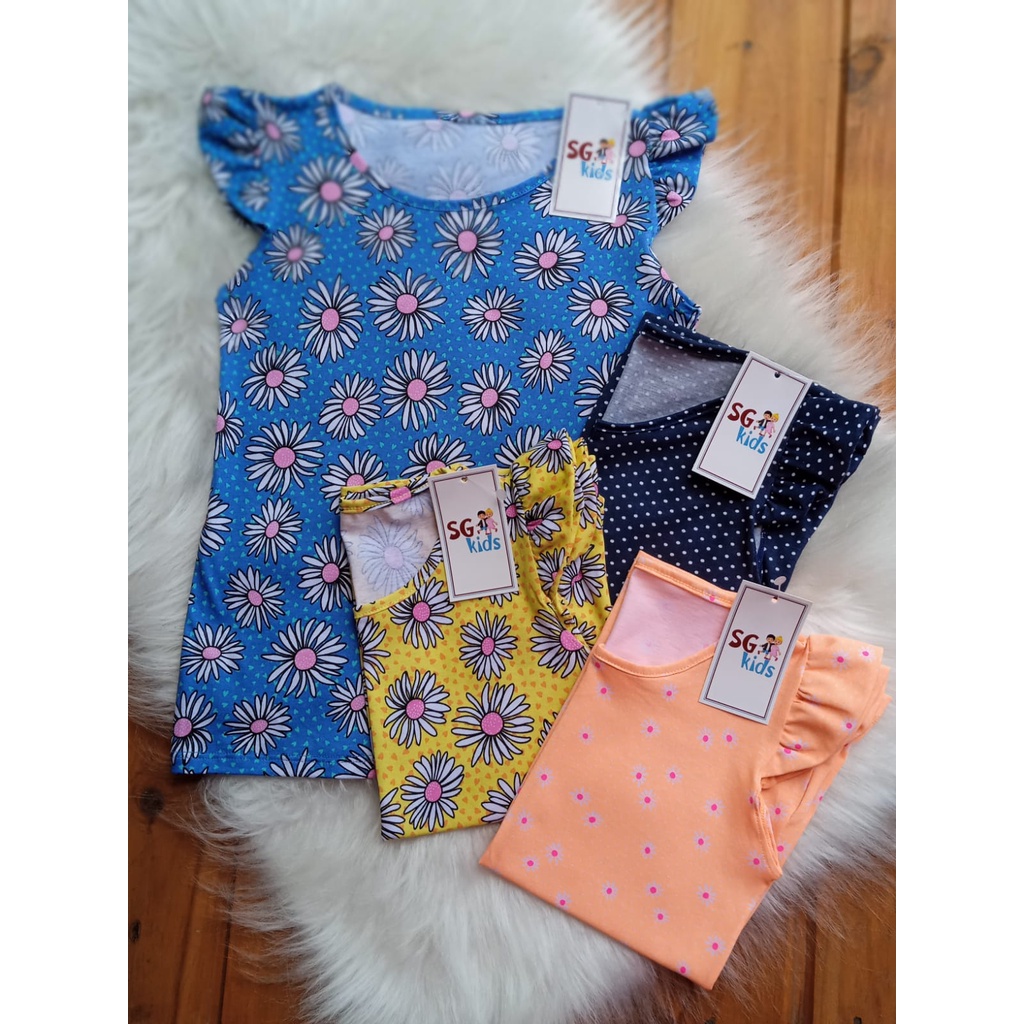 Blusa Infantil Manga Franzida Estampada