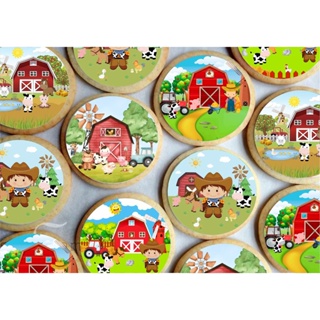 Papel arroz CORTADO para Pirulito ou Cupcake ou Bolacha ou Chocolate 5cm com 20 imagens por folha - Fazendinha em Oferta na Shopee