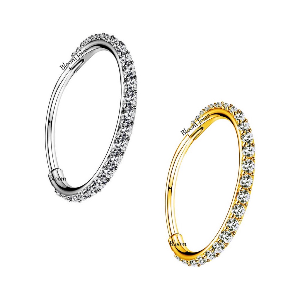 Piercing Brinco Argola Articulada Clicker Titânio com Zircônias Nariz Nostril Lóbulo em Oferta na Shopee