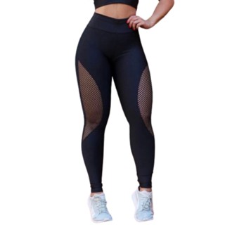 Legging  Arrastão Detalhe Redinha Academia Fitness Suplex