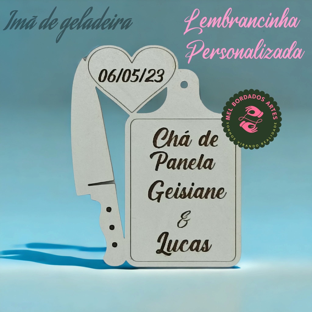 Imã Geladeira Lembrancinha Casamento Chá de Bebe Cozinha Panela em MDF