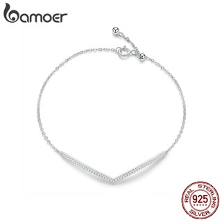 Pulseira De Prata Bamoer 925 Com Acessórios Geométricos Moda Joalheria Para Presentes De Encaixe Mulheres