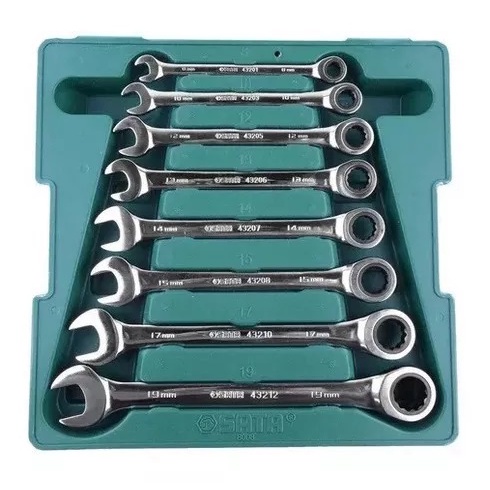 Kit Jogo De Chave Combinada Catraca 8 A 19mm Sata Fenda Phillips