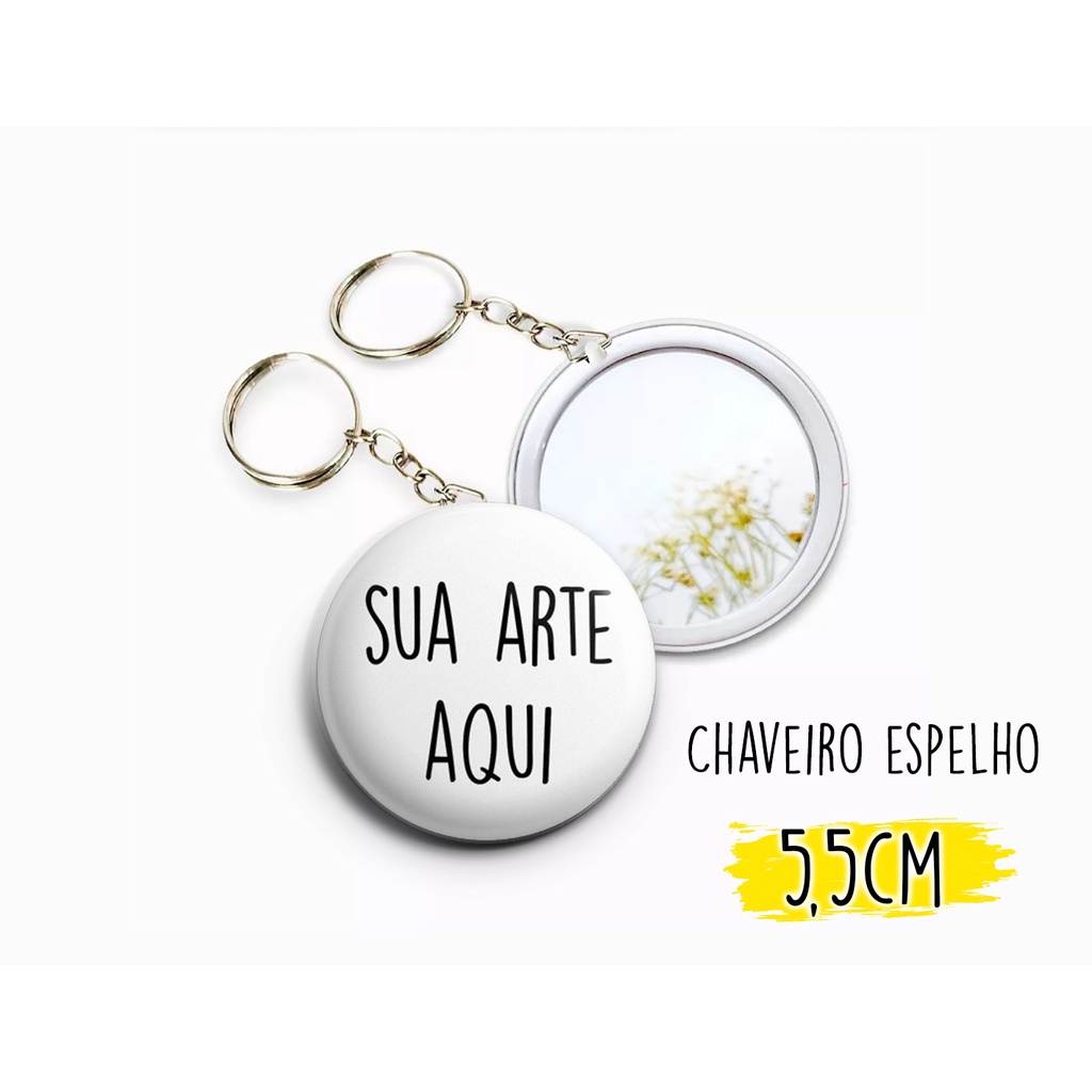 Espelho Chaveiro PERSONALIZADO 5,5cm - Botum / Boton / Botton em Oferta na Shopee