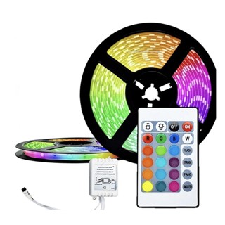 FITA LED RGB 5050 16 CORES COM CONTROLE E FONTE PRONTA ENTREGA