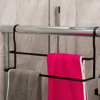 Suporte Duplo Porta Toalhas Toalheiro Box Preto Fosco 60cm em Oferta na Shopee