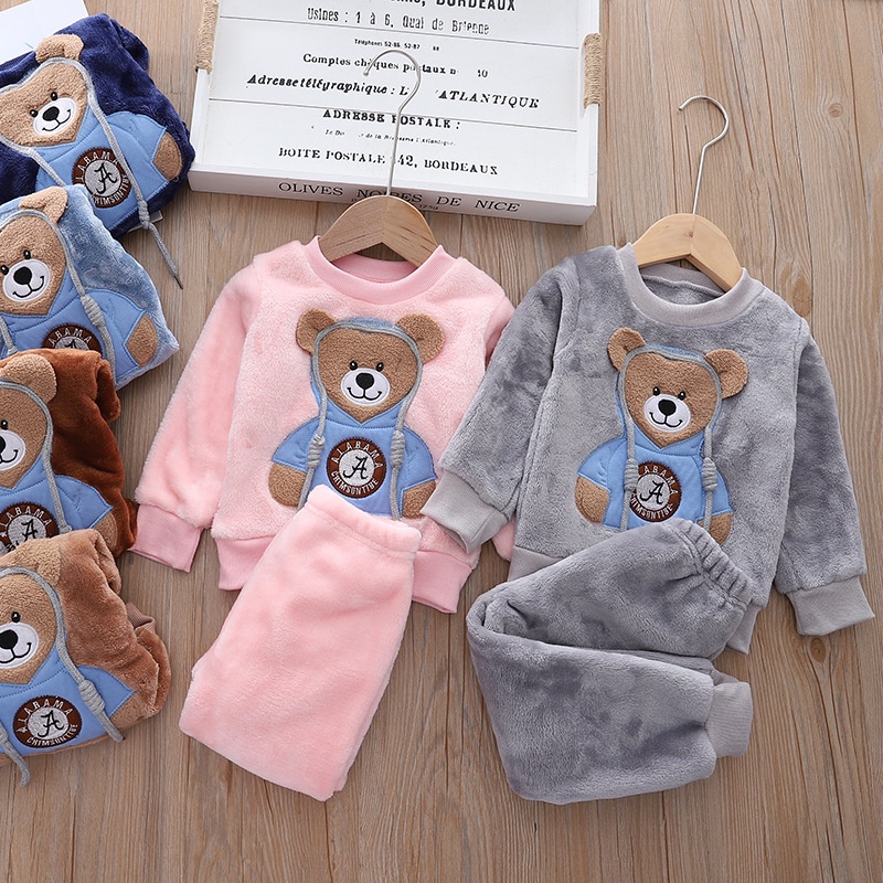 0-6 Anos De Idade Terno De Pelúcia De Pijama Infantil Para Casa