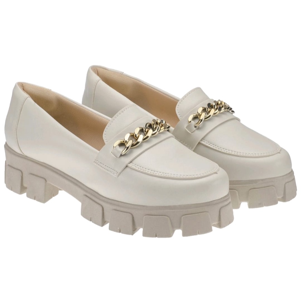 Sapato Mocassim Feminino Tratorado Plataforma Tendência Bota Chunky Blogueira