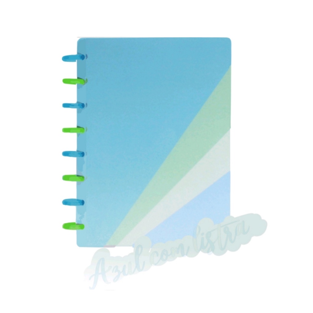 Caderno Inteligente Agenda de  Discos Folhas Reposicionáveis <azul listra>- Com Divisores De Matérias | PÁGINAS PERSONALIZADAS Calendário Login Senha Checklist