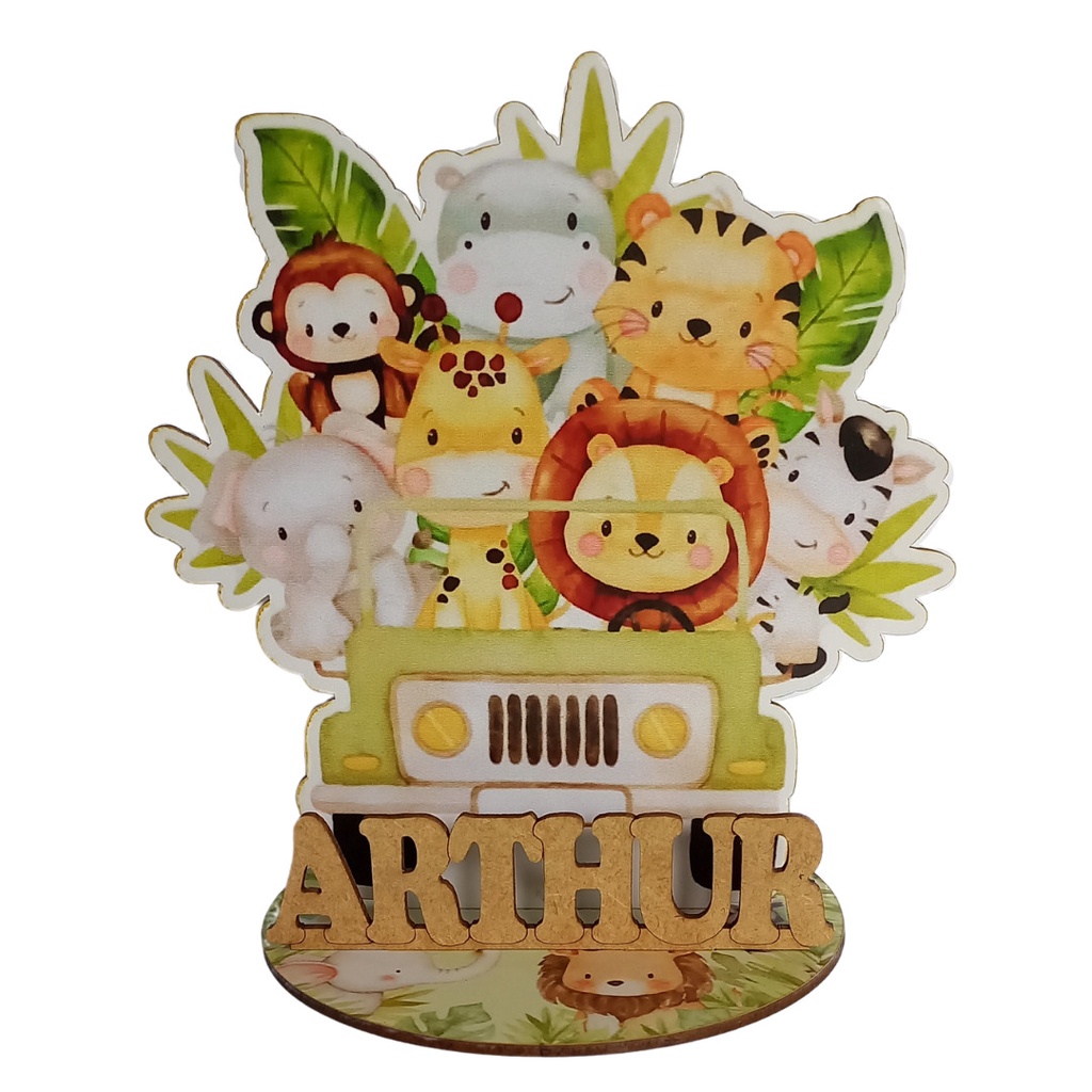 12 Centros Mesa Safari Animais verde Personalizado Lembranças Festa em Oferta na Shopee